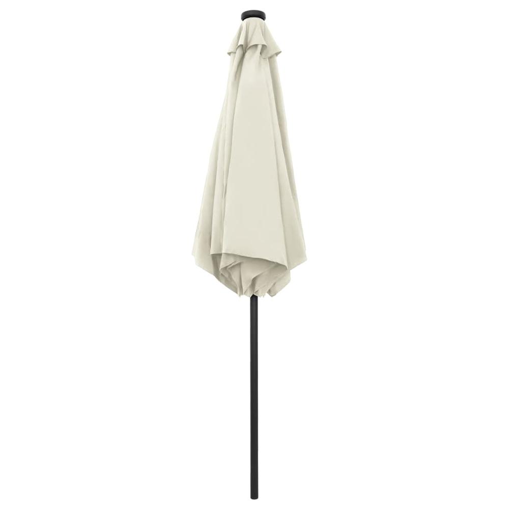 vidaXL Parasol with LED Lights and Aluminum Pole 106.3" Sand White 7353. Picture 5
