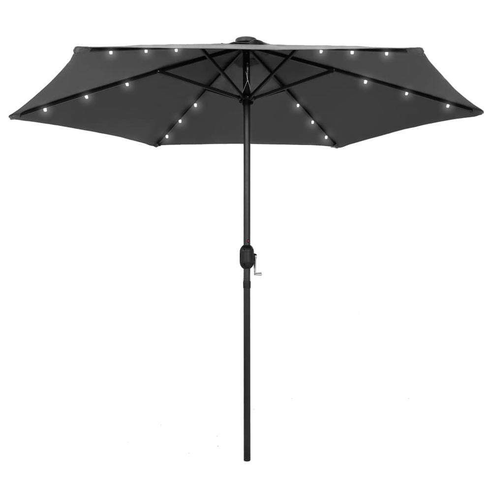vidaXL Parasol with LED Lights and Aluminum Pole 106.3" Anthracite 7354. Picture 1