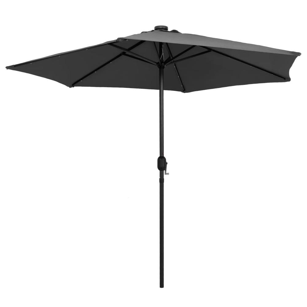 vidaXL Parasol with LED Lights and Aluminum Pole 106.3" Anthracite 7354. Picture 4
