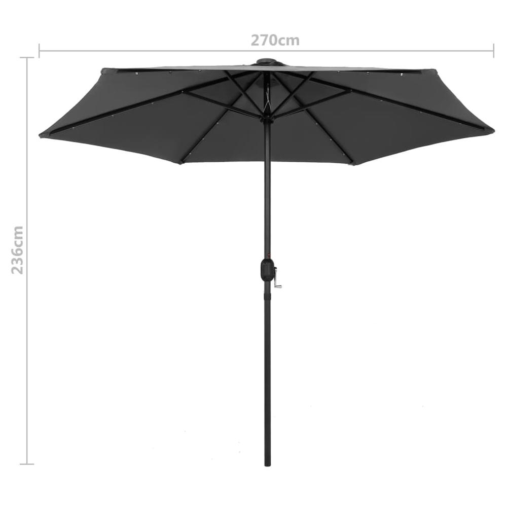 vidaXL Parasol with LED Lights and Aluminum Pole 106.3" Anthracite 7354. Picture 7
