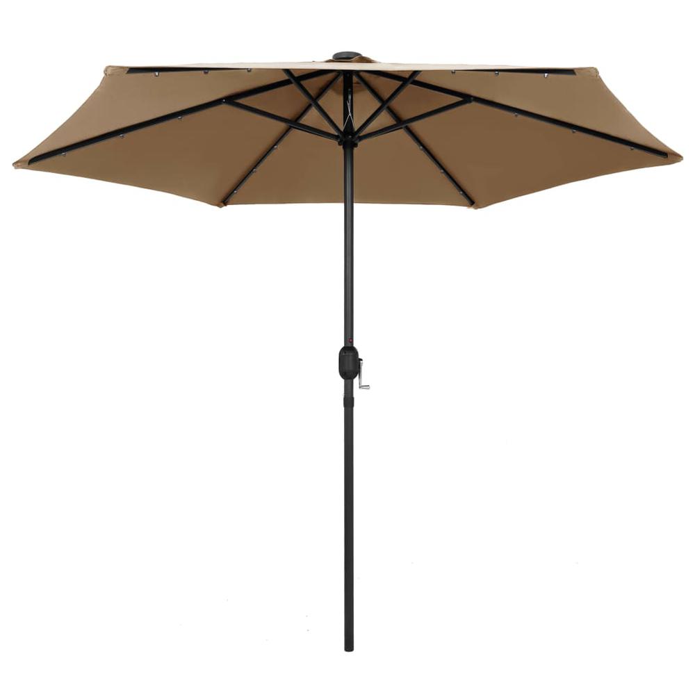 vidaXL Parasol with LED Lights and Aluminum Pole 106.3" Taupe 7355. Picture 3