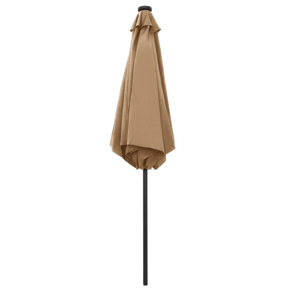 vidaXL Parasol with LED Lights and Aluminum Pole 106.3" Taupe 7355. Picture 5