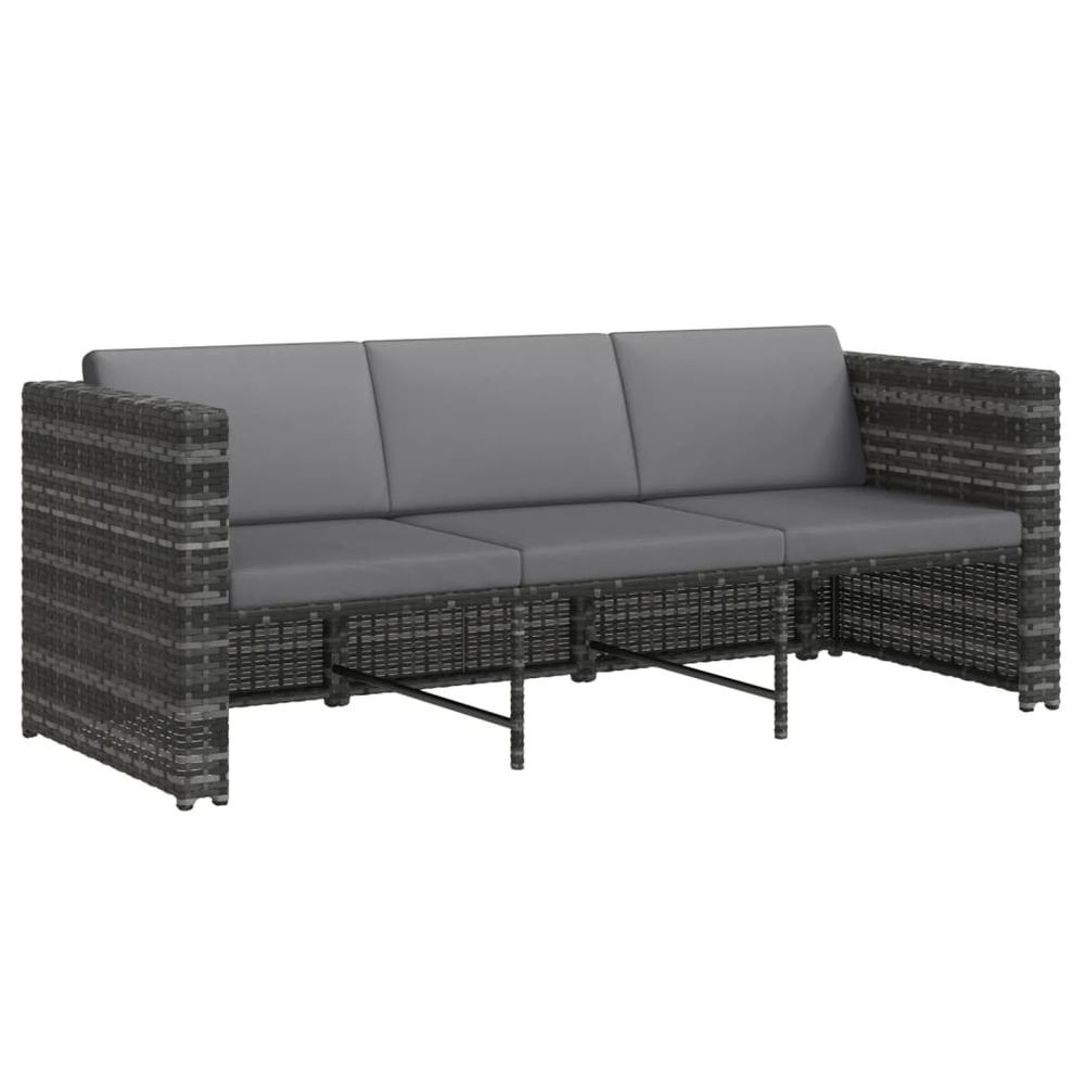 4 Piece Patio Lounge Set with Cushions Poly Rattan Gray. Picture 4