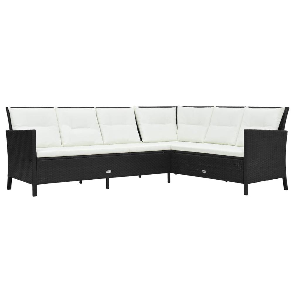 3 Piece Patio Lounge Set with Cushions Poly Rattan Black. Picture 1