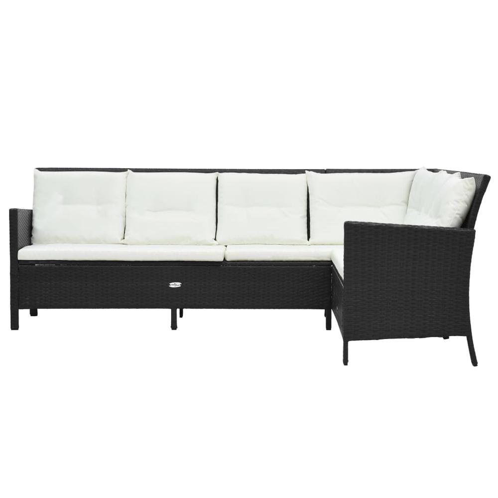 3 Piece Patio Lounge Set with Cushions Poly Rattan Black. Picture 2