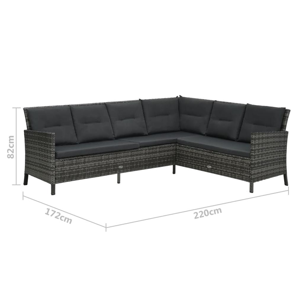 3 Piece Patio Lounge Set with Cushions Poly Rattan Gray. Picture 9