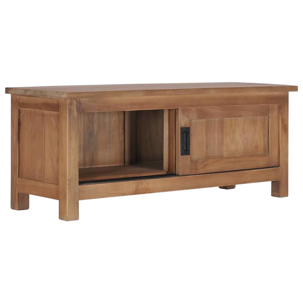 vidaXL TV Cabinet 35.4"x11.8"x13.8" Solid Teak Wood, 286275. Picture 2