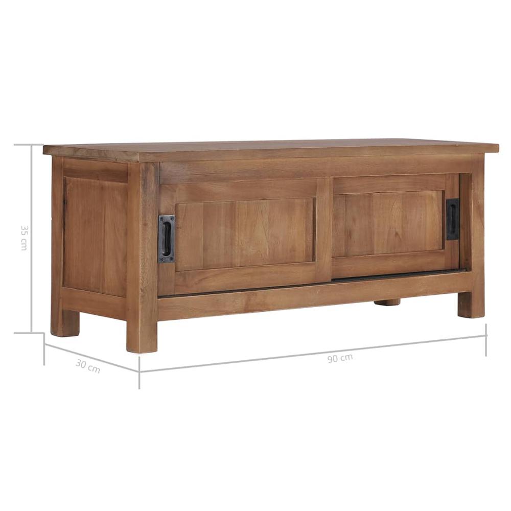 vidaXL TV Cabinet 35.4"x11.8"x13.8" Solid Teak Wood, 286275. Picture 7
