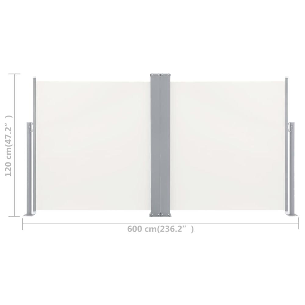 vidaXL Retractable Side Awning Cream 47.2"x236.2" 8449. Picture 12