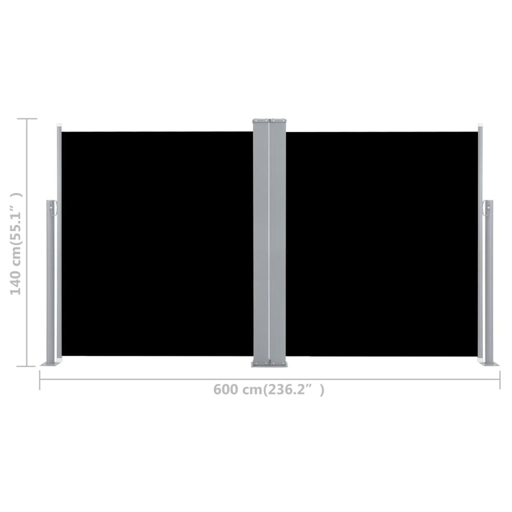 vidaXL Retractable Side Awning Black 55.1"x236.2" 8454. Picture 12