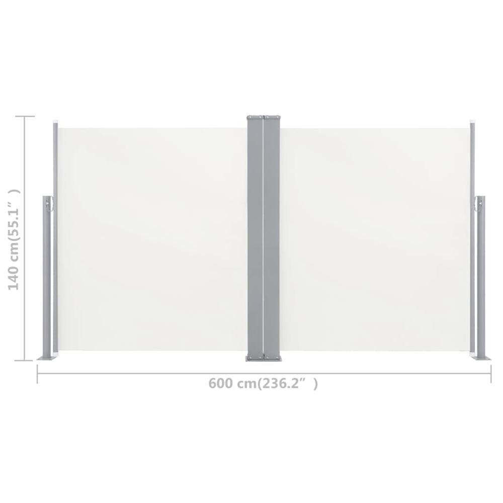 vidaXL Retractable Side Awning Cream 55.1"x236.2" 8455. Picture 12