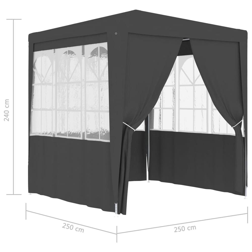 vidaXL Professional Party Tent with Side Walls 8.2'x8.2' Anthracite 0.3 oz/ftÂ². Picture 8