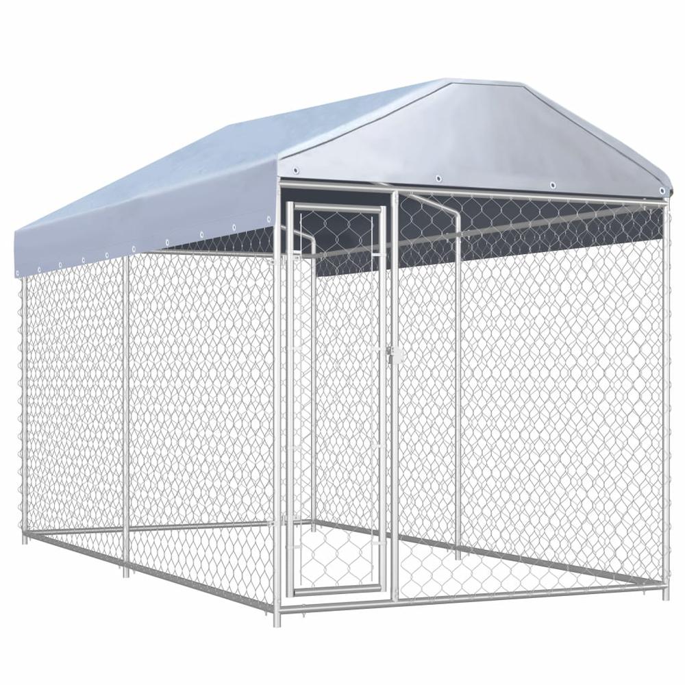 vidaXL Outdoor Dog Kennel with Canopy Top 150.4"x75.6"x88.6", 145024. Picture 1
