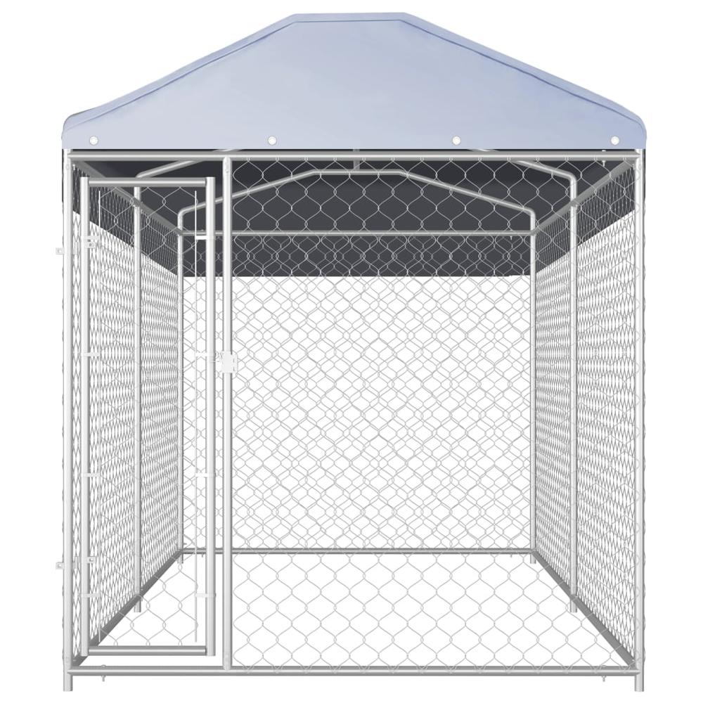 vidaXL Outdoor Dog Kennel with Canopy Top 150.4"x75.6"x88.6", 145024. Picture 2
