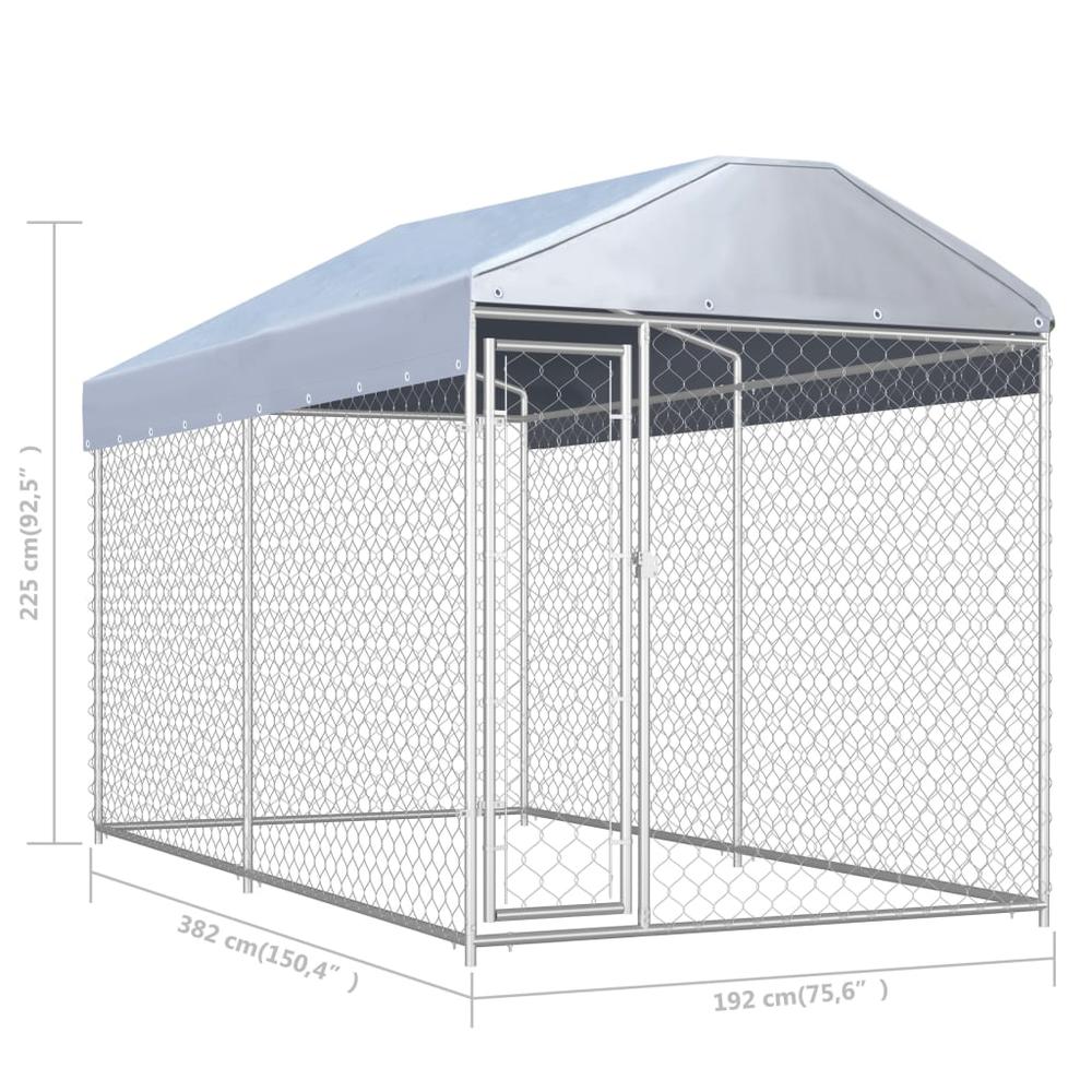 vidaXL Outdoor Dog Kennel with Canopy Top 150.4"x75.6"x88.6", 145024. Picture 4
