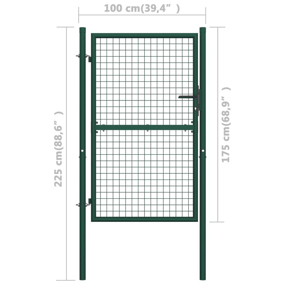 vidaXL Fence Gate Steel 39.4"x68.9" Green, 145735. Picture 5