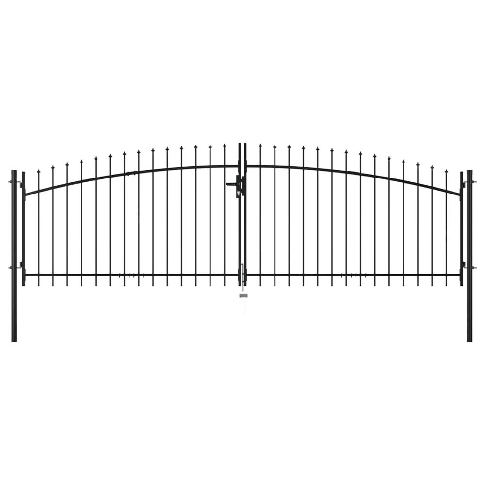 vidaXL Double Door Fence Gate with Spear Top 13.1'x6.6', 145740. Picture 1