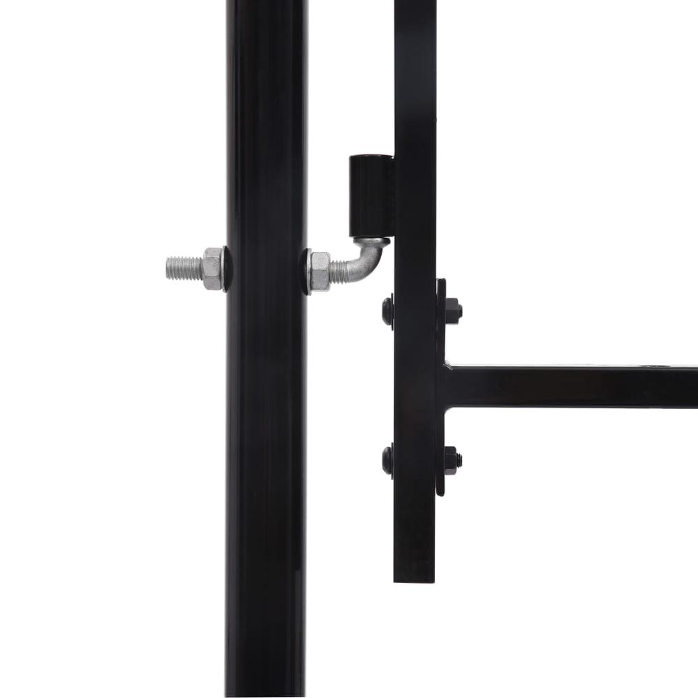 vidaXL Fence Gate Single Door with Spike Top Steel 3.3'x5.7' Black, 145745. Picture 3