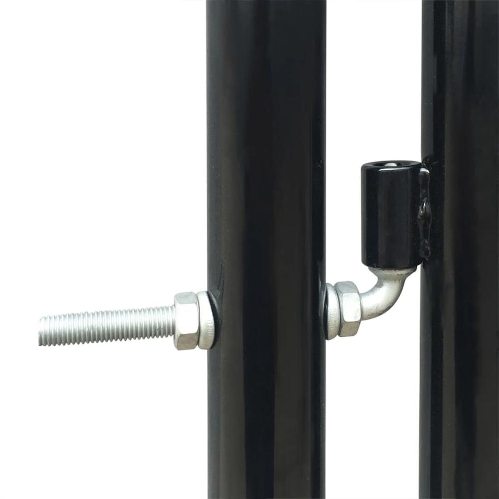 vidaXL Single Door Fence Gate Galvanised Steel 3.28ftx2.46ft Black, 145754. Picture 3
