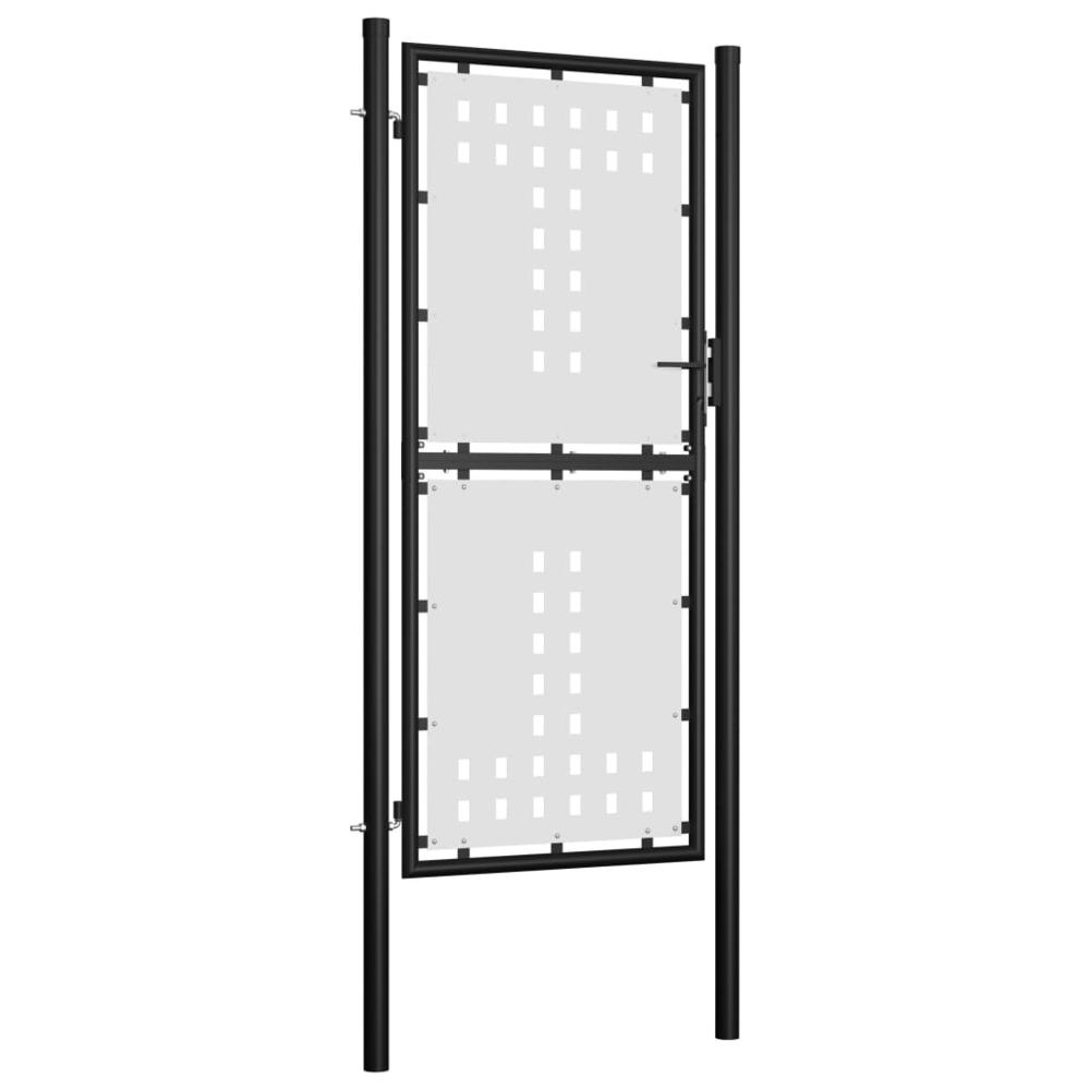 vidaXL Single Door Fence Gate 3.3'x5.7' Black (US only), 145756. Picture 1