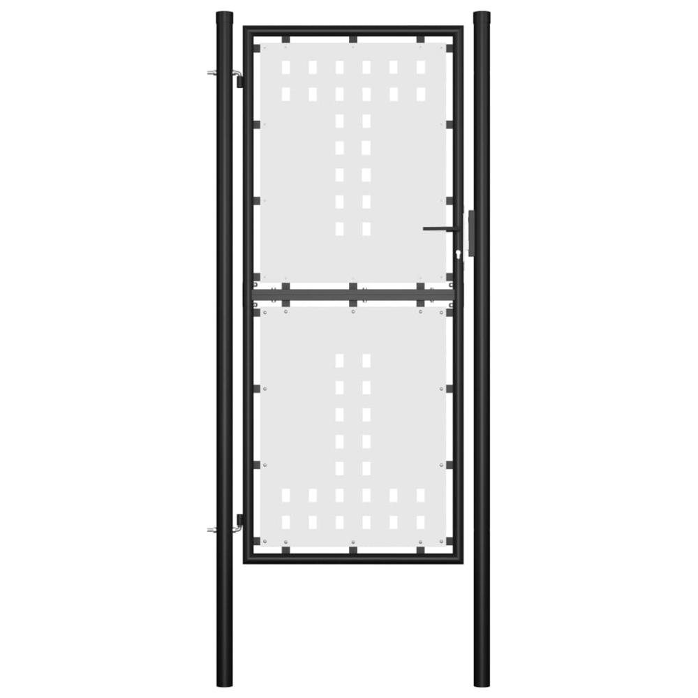 vidaXL Single Door Fence Gate 3.3'x5.7' Black (US only), 145756. Picture 2