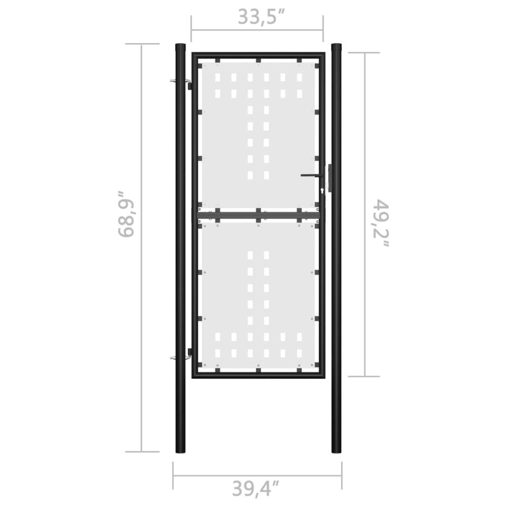 vidaXL Single Door Fence Gate 3.3'x5.7' Black (US only), 145756. Picture 5