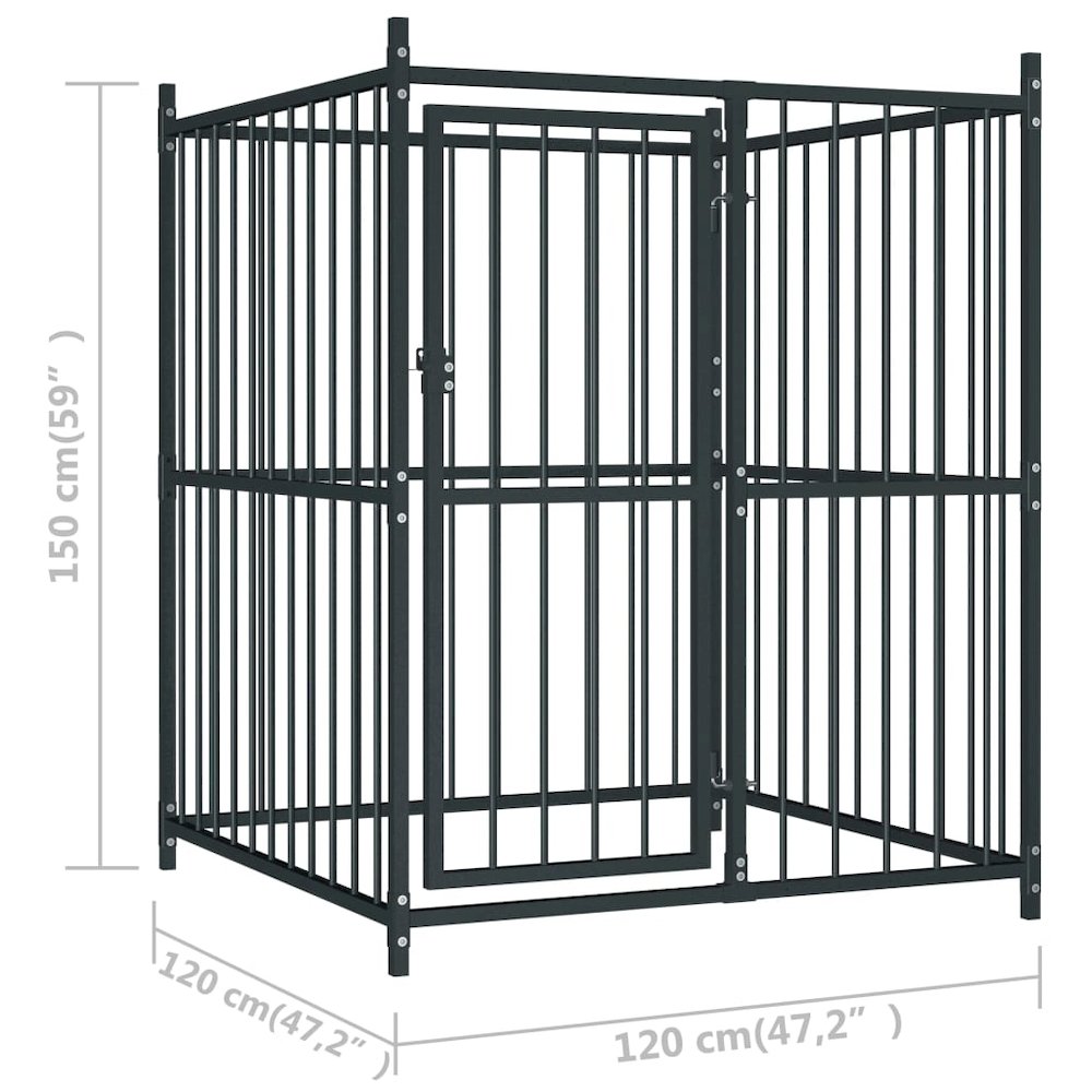 vidaXL Outdoor Dog Kennel with Roof 47.2"x47.2"x59", 145762. Picture 6