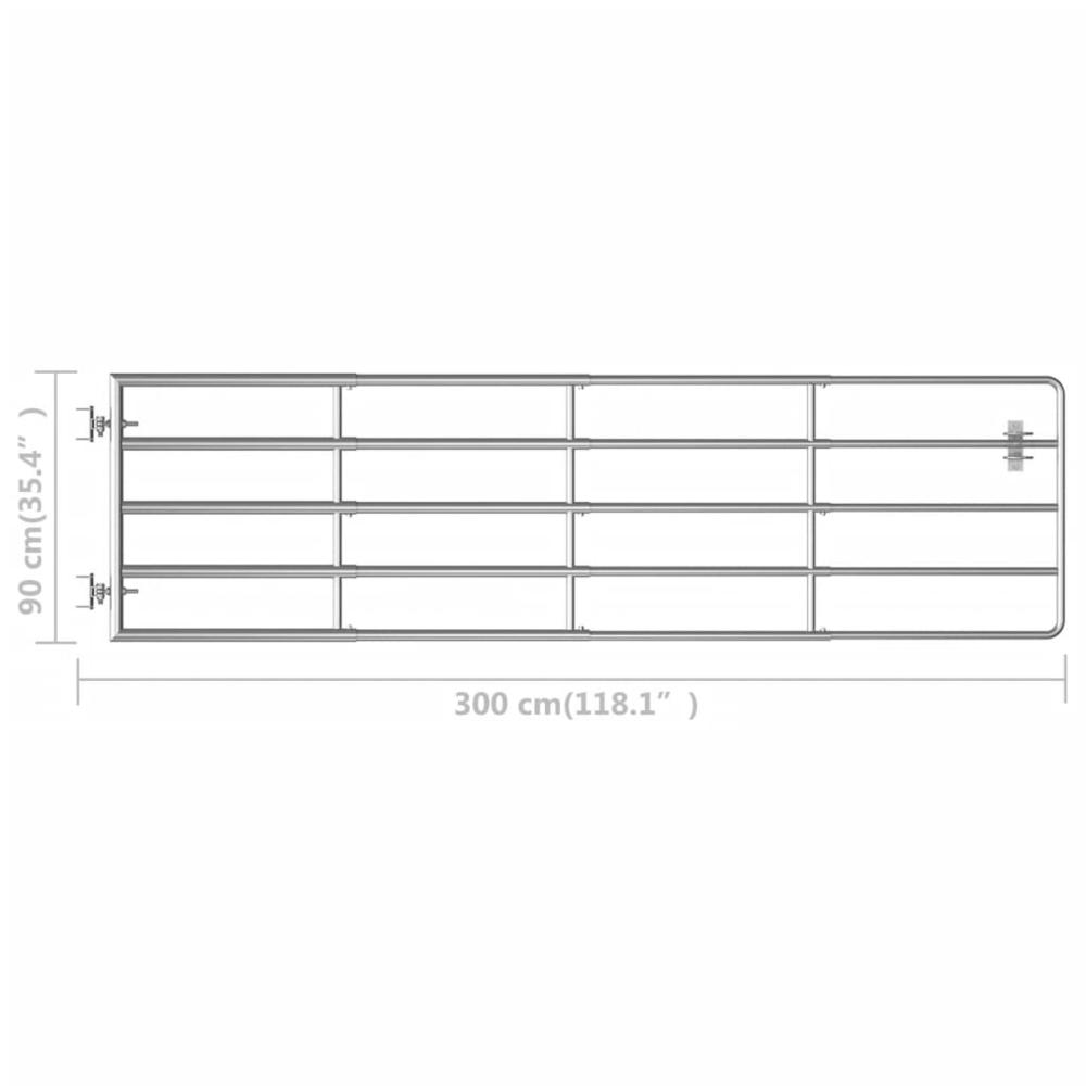 vidaXL 5 Bar Field Gate Steel (45.3"-118.1")x35.4" Silver. Picture 5