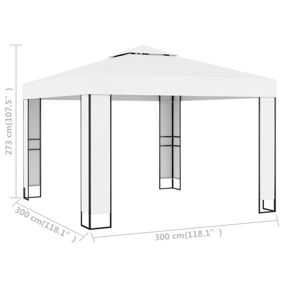 vidaXL Gazebo with Double Roof 118.1"x118.1" White 7950. Picture 5