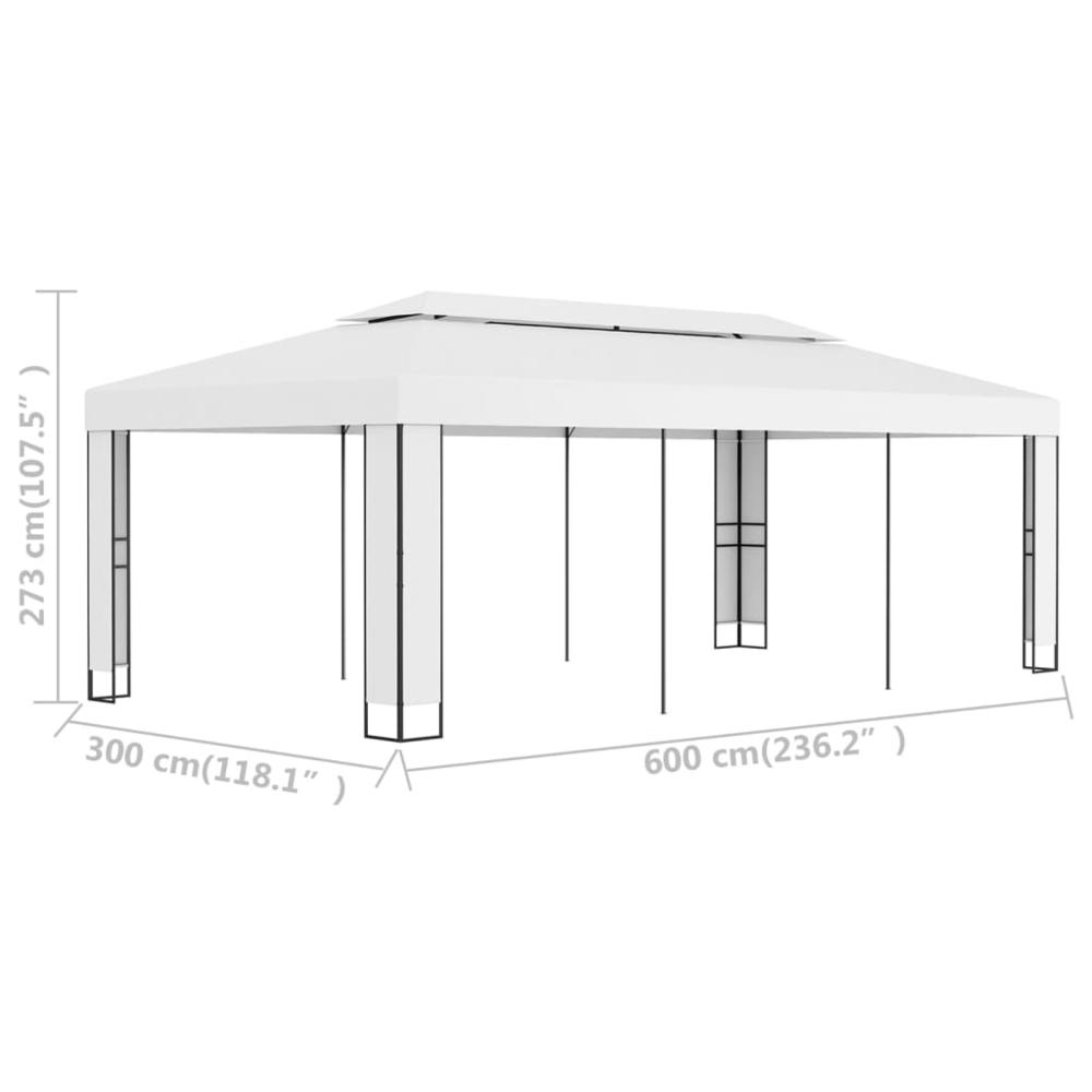 vidaXL Gazebo with Double Roof 118.1"x236.2" White 7951. Picture 6