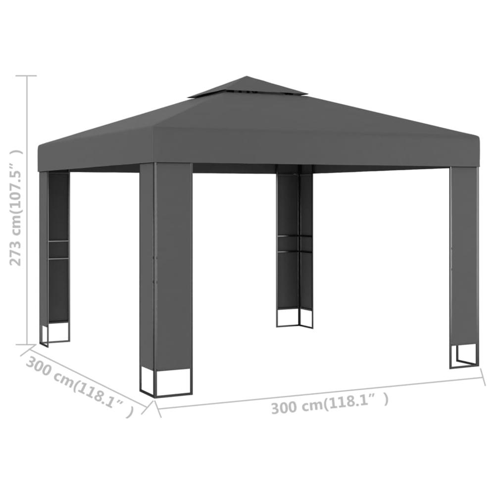 vidaXL Gazebo with Double Roof 118.1"x118.1" Anthracite 7952. Picture 5