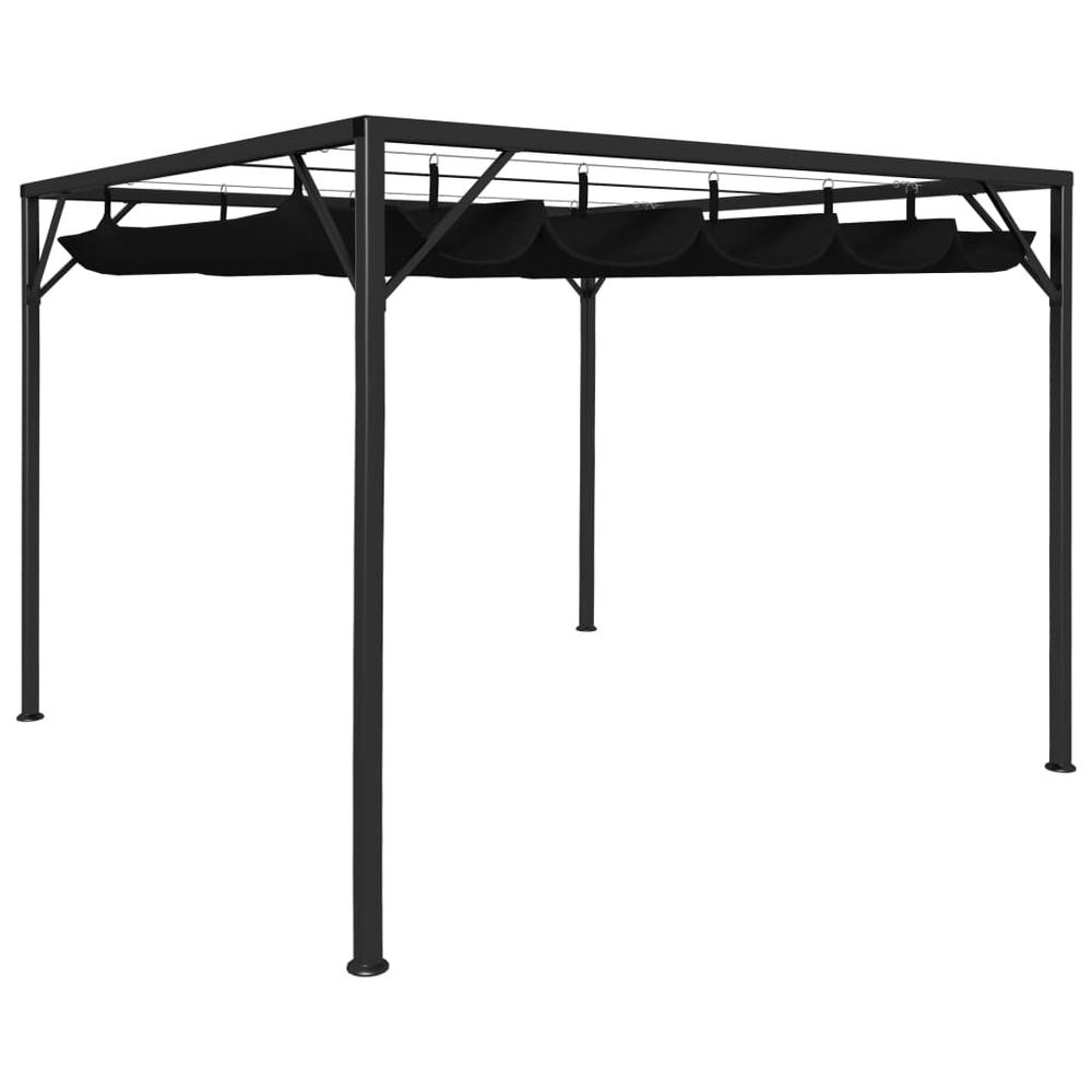 vidaXL Garden Gazebo with Retractable Roof Canopy 118.1"x118.1" Anthracite, 47954. Picture 1