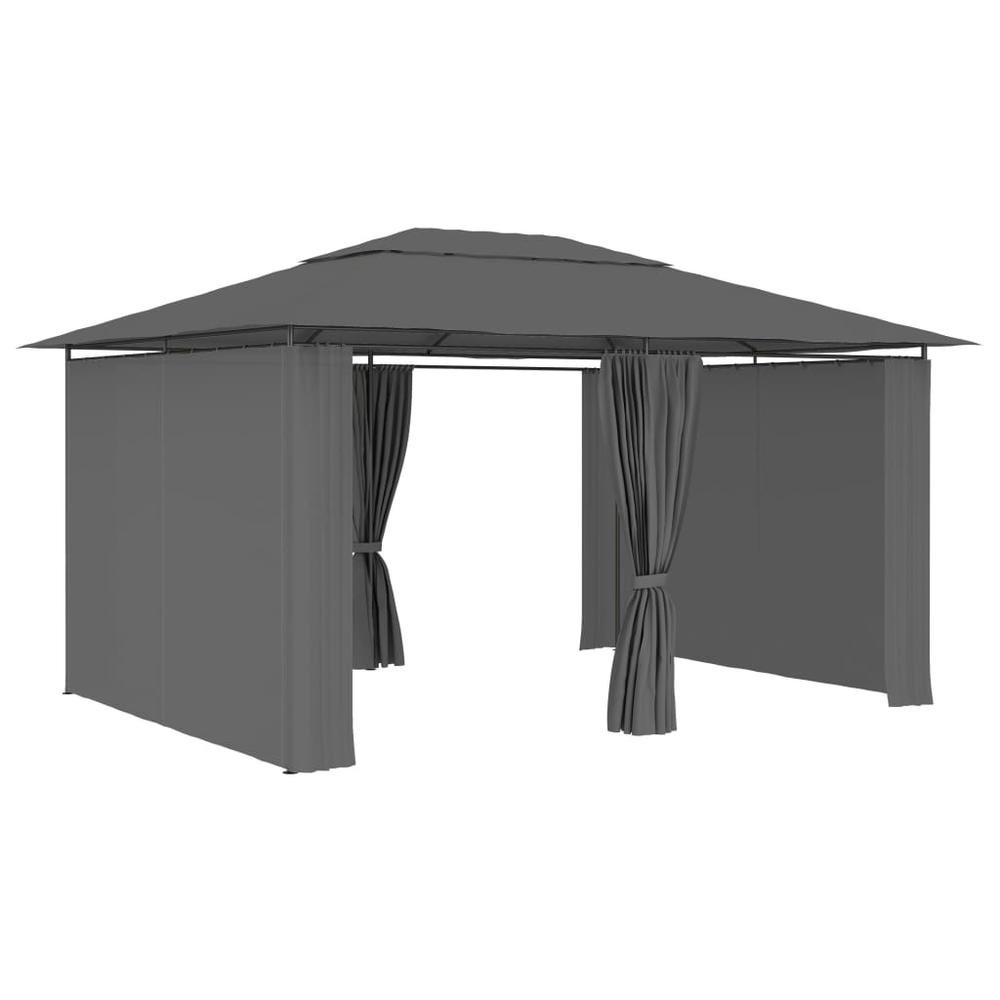 vidaXL Garden Marquee with Curtains 157.4"x118.1" Anthracite, 47960. Picture 3