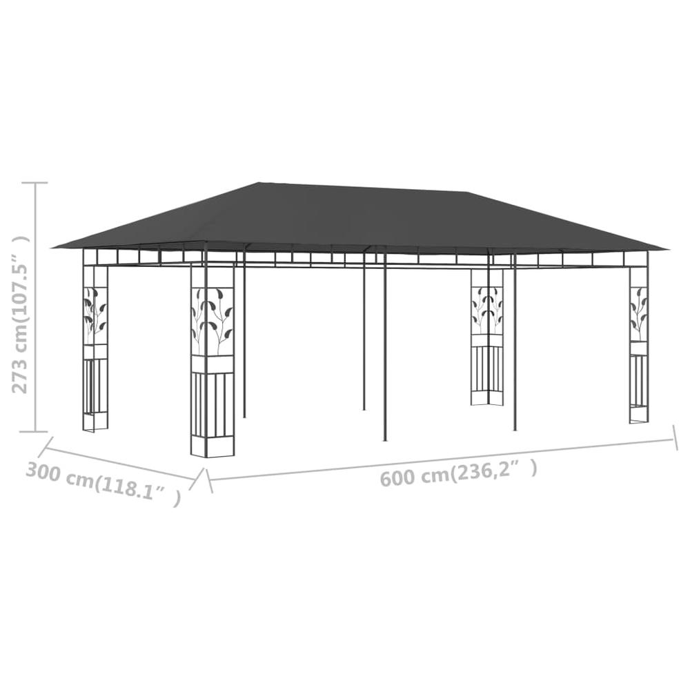 vidaXL Gazebo with Mosquito Net 19.7'x9.8'x9' Anthracite, 47974. Picture 6