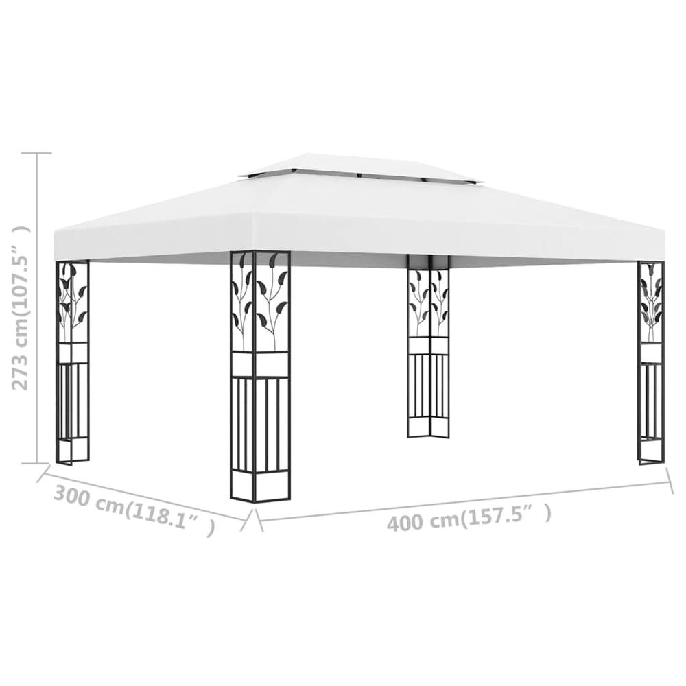 vidaXL Gazebo with Double Roof 118.1"x157.5" White 8030. Picture 6
