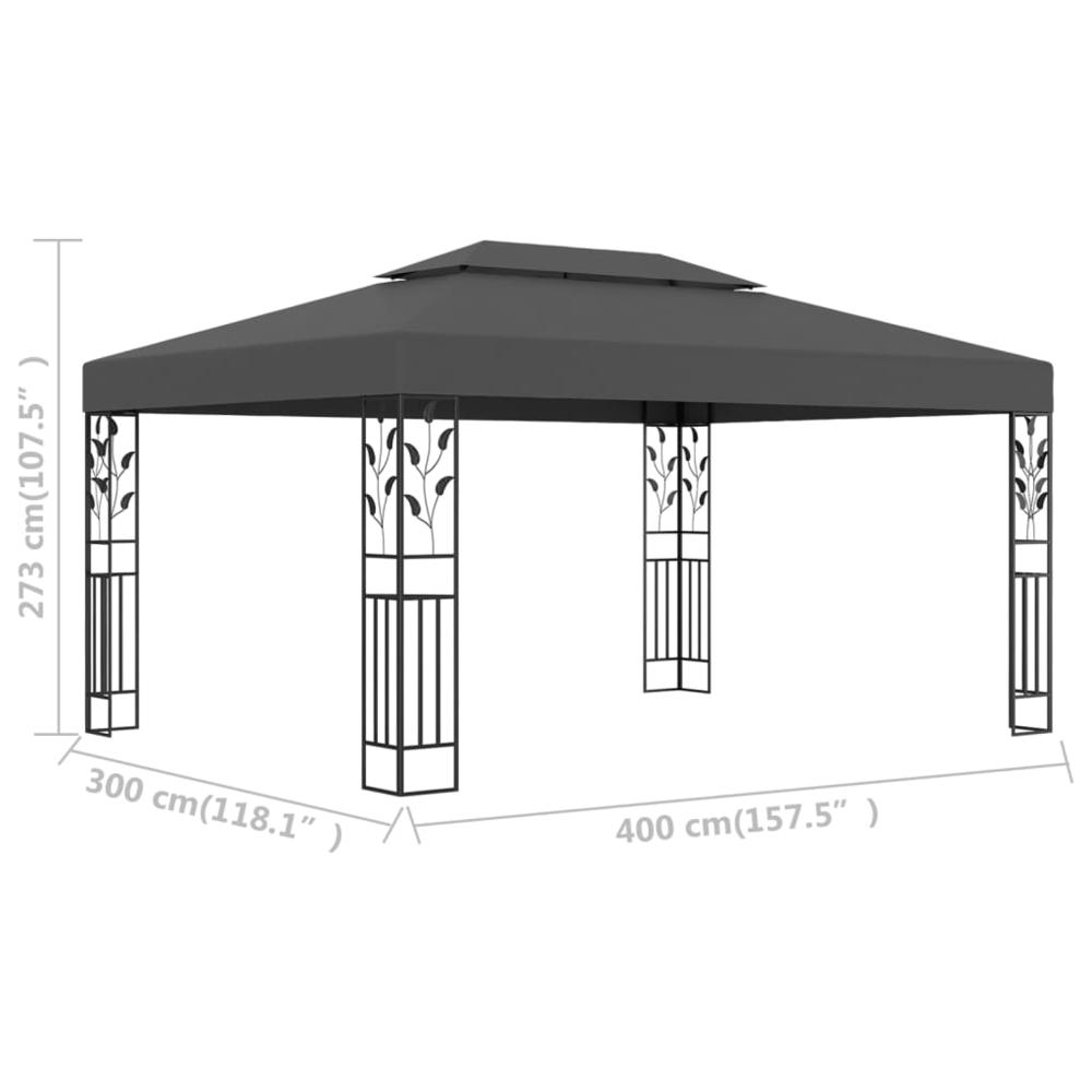 vidaXL Gazebo with Double Roof 118.1"x157.5" Anthracite 8031. Picture 6