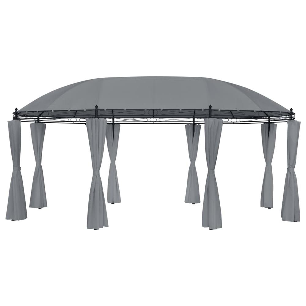 vidaXL Gazebo with Curtains 208.7"x137.8"x104.3" Anthracite, 48035. Picture 1