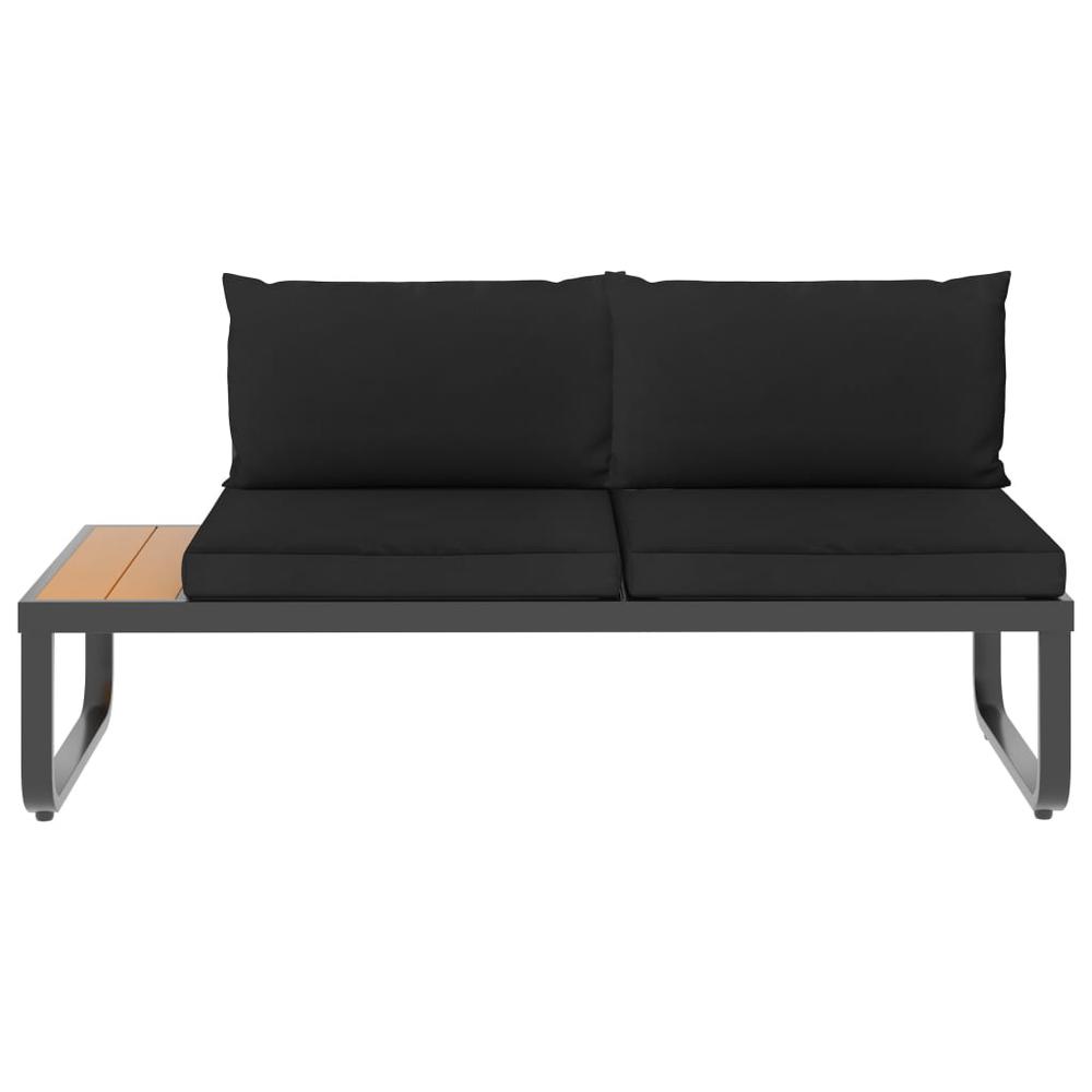 vidaXL 4 Piece Garden Corner Sofa Set with Cushions Aluminum and WPC 8653. Picture 5