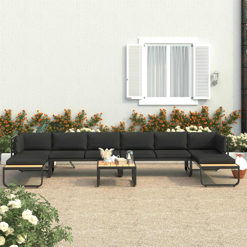 vidaXL 5 Piece Garden Corner Sofa Set with Cushions Aluminum and WPC 8655. Picture 1