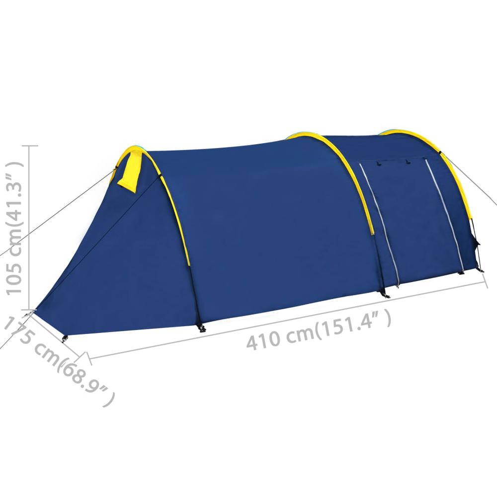 vidaXL Camping Tent 4 Persons Navy Blue/Yellow. Picture 9
