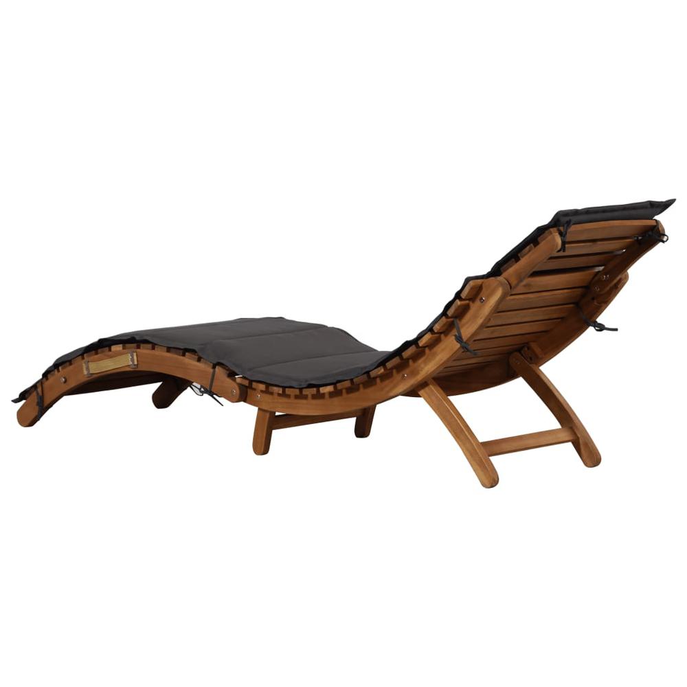 vidaXL Sun Lounger with Cushion Solid Acacia Wood Dark Gray, 46651. Picture 3