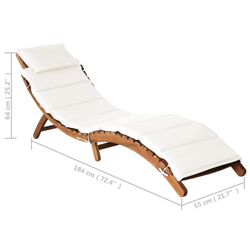 vidaXL Sun Lounger with Cushion Solid Acacia Wood Cream, 46652. Picture 10