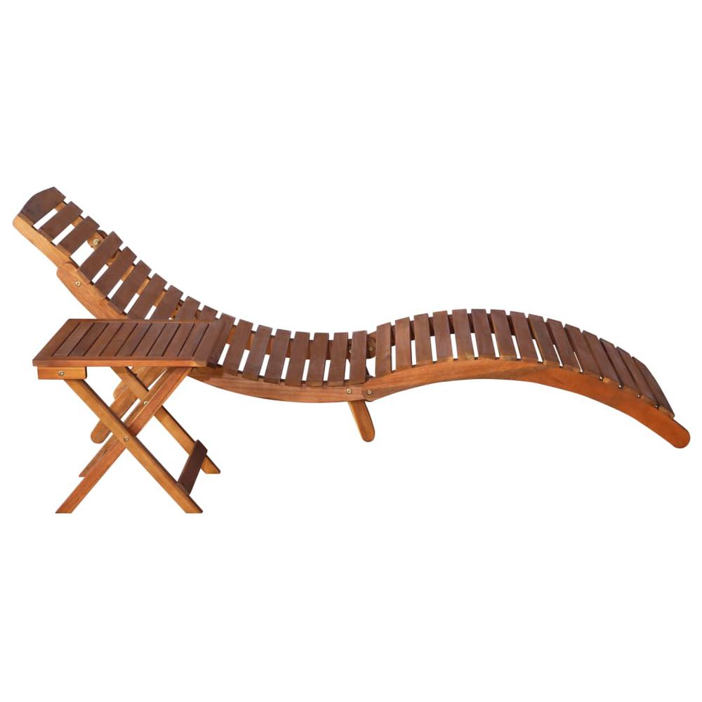 vidaXL Sunlounger with Table Solid Acacia Wood Brown, 46653. Picture 3