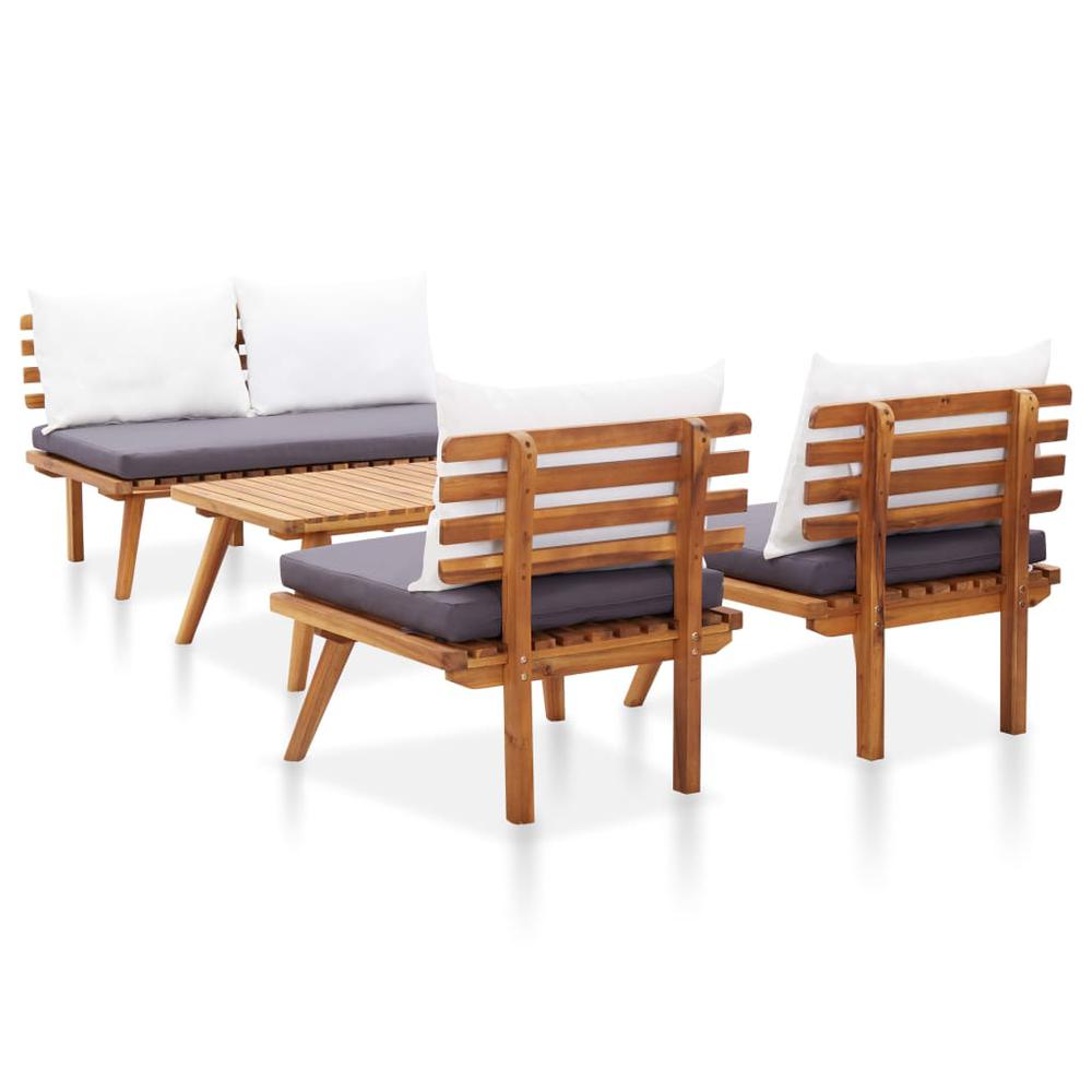 4 Piece Patio Lounge Set with Cushions Solid Acacia Wood. Picture 4