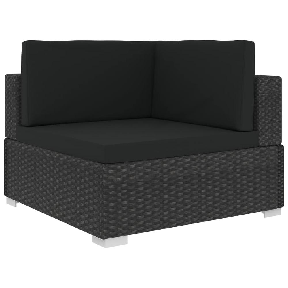 vidaXL 6 Piece Garden Lounge Set with Cushions Poly Rattan Black, 48270. Picture 4