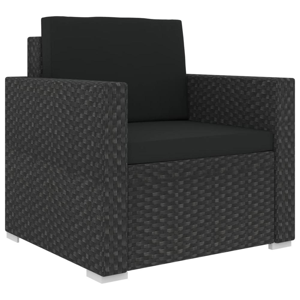 vidaXL 6 Piece Garden Lounge Set with Cushions Poly Rattan Black, 48272. Picture 4