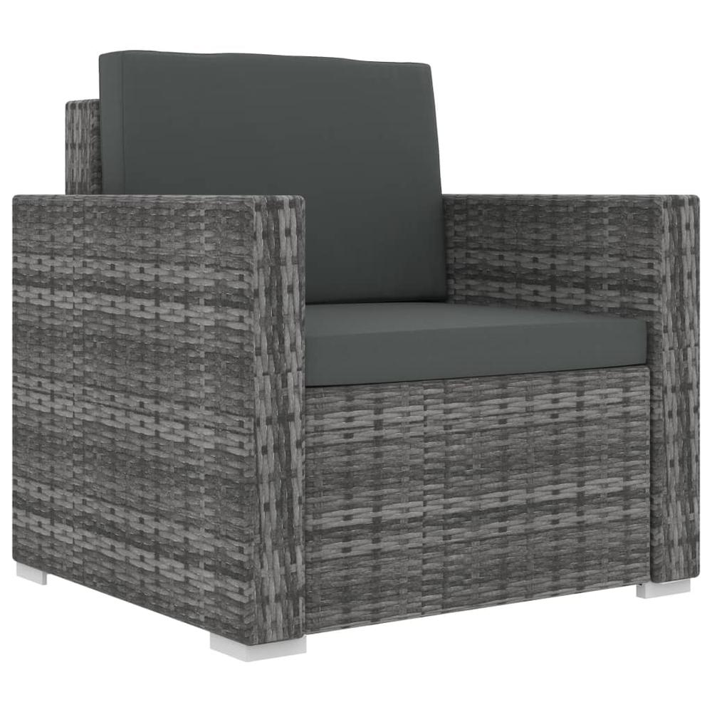 vidaXL 13 Piece Garden Lounge Set with Cushions Poly Rattan Gray, 48274. Picture 4