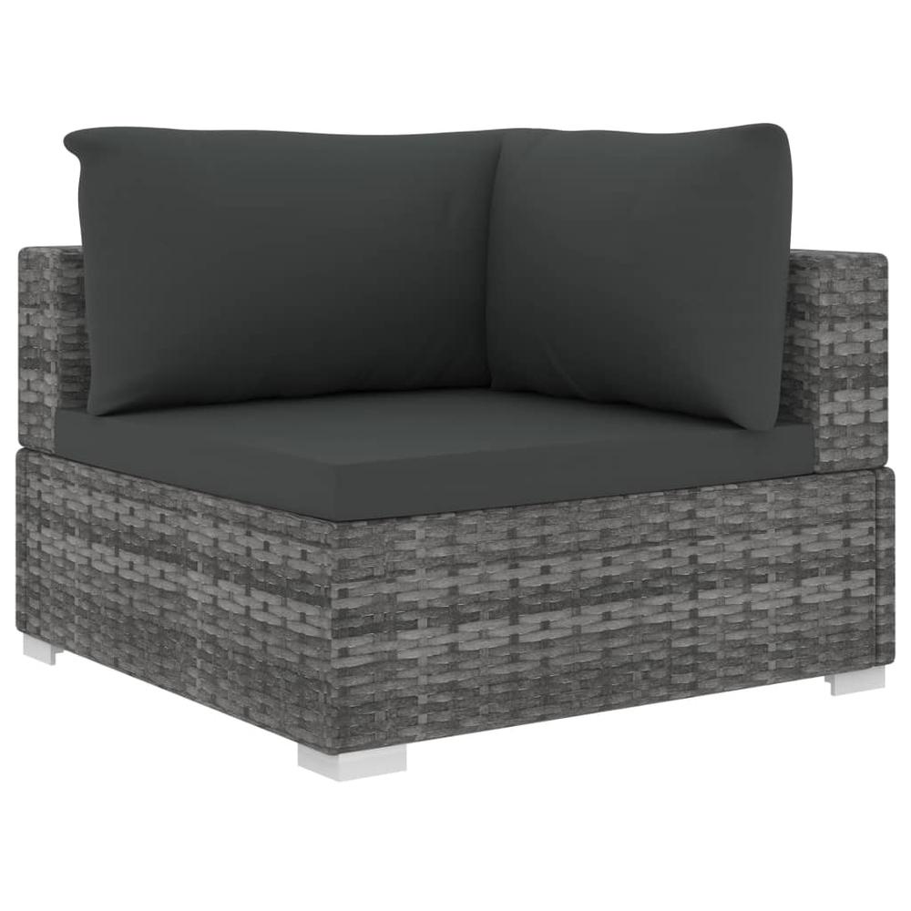 vidaXL 13 Piece Garden Lounge Set with Cushions Poly Rattan Gray, 48274. Picture 5