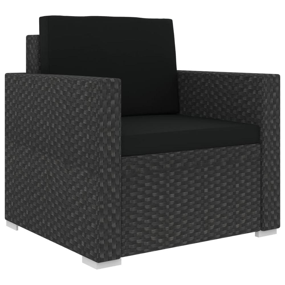 vidaXL 13 Piece Garden Lounge Set with Cushions Poly Rattan Black, 48275. Picture 4