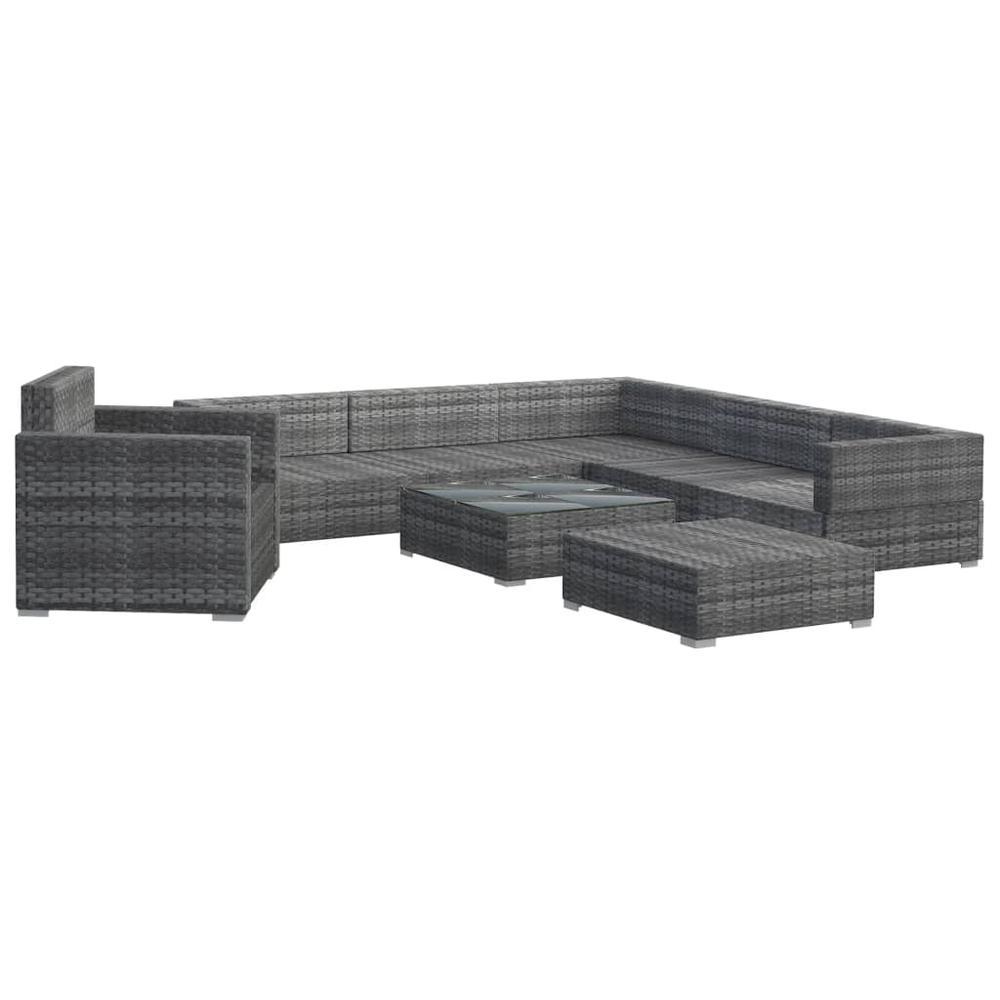 vidaXL 8 Piece Garden Lounge Set with Cushions Poly Rattan Gray, 48278. Picture 3